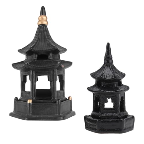 Yardenfun 2 Pezzi Ornamenti Giardino Padiglioni Esagonali in Ceramica Decorazioni Zen Leggere e Resistenti per Tavolo e Bonsai Artigianato Elegante per Casa e Foto Props