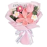 YYTECH Ramo de flores de ganchillo, tulipanes, flores artificiales hechas a mano, ramo de tulipanes rosados, flores de hilo de ganchillo para el día de la madre, boda, aniversario, graduación
