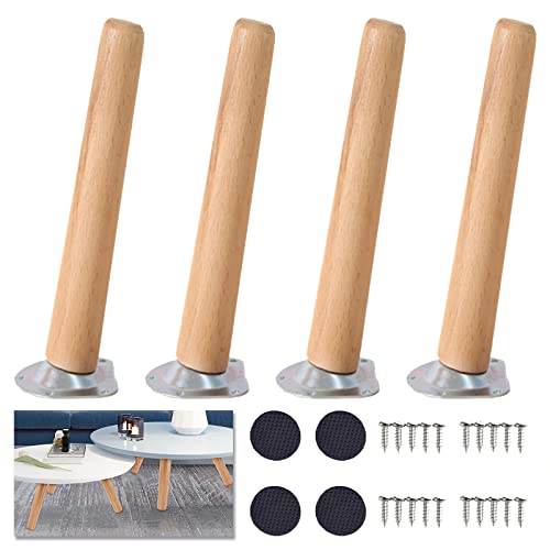 Patas de madera para muebles de 10cm, juego de 4 piezas con tornillos para renovar sofás 2