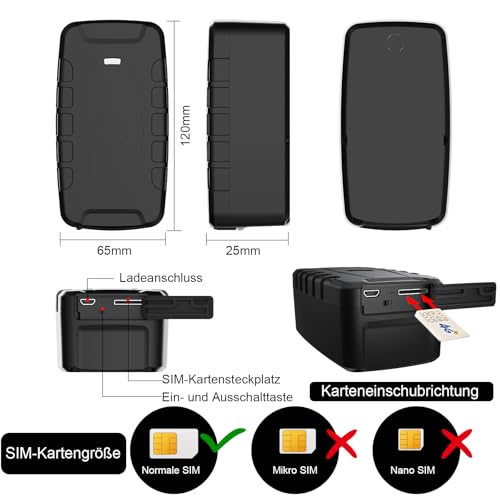 TKMARS 4G GPS Tracker Auto GPS Tracker Ohne ABO 20000mah,Standby-Zeit Von 240 Tagen mit Kostenloser App, Stark Magnetisch und Wasserdicht