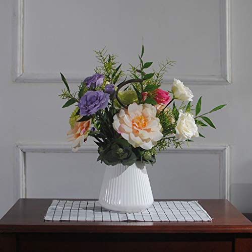 Fleur artificielle eustoma avec vase pour centre de table de salon