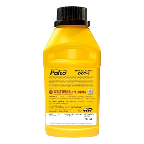 Image of PALCO DOT 4 Synthetic Brake Fluid for Car & Bike | Hydraulic Brake Oil For Disc & Drum Brake as well as Brake Cleaner | Including ABS System & Clutch System | Brake Oil DOT 4 (100 ml) Pack of 5