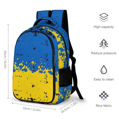 Men's Lightweight Daypack Fashion Travel Backpack Business Work Bag Ukraine Flag Blue Yellow Black2