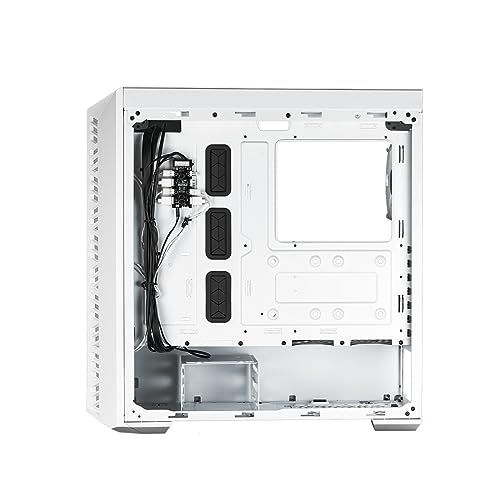 Cooler Master MasterBox 520 - Boîtier PC Moyen Tour Chassis ATX, 4 x Ventilateurs Préinstallés, Plusieurs Configuration du Flux d'air, Panneau Avant & Latéral Verre Trempé, Contrôleur ARGB - Blanc