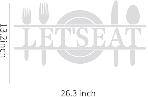 Miniatura 3 de Doeean Lets Eat Sign - Letrero acrílico 3D para decoración de pared calcomanías decorativas para cocina o comedor plata 263 x 132 pulgadas Plata