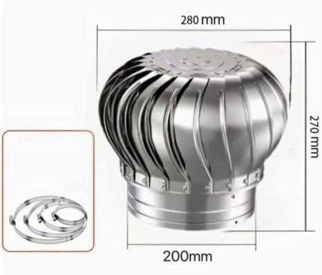 Stainless Steel Roof Vent Cap - 4"/6"/8" Wind Turbine Exhaust Ventilator - Rainproof, Durable Airflow Enhancer for Improved Ventilation (110mm/4.3in)