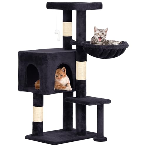 Image of BestPet | 37 inch Cat Tree Tower | Dark Gray | Sturdy Multi-Level Cat Tree