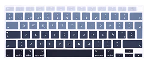MMDW Capa para teclado espanhol, compatível com MacBook Air de 13 polegadas, versão 2020 A2179, com protetor de teclado de silicone Touch ID (não compatível com a versão de 2018-2019), versão europeia, cor cinzenta