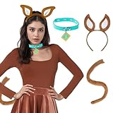 WATCPNO Halloween Dog Headband Collar and Tail 3 Piece Set, Classic Cosplay Costumes Accessories Women for Halloween