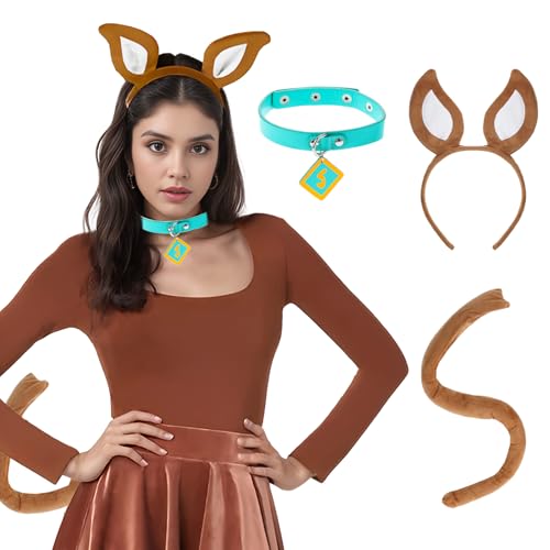 WATCPNO Halloween Dog Headband Collar and Tail 3 Piece Set, Classic Cosplay Costumes Accessories Women for Halloween