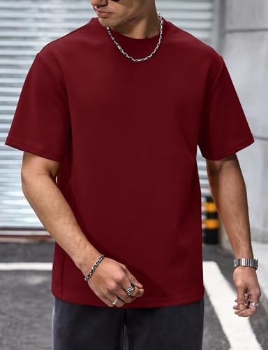 Image of Herberton Mens Oversized T-Shirts Heavyweight Cotton Stretch Fashion Thick Tee Tops (S-3XL)