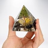 Orgonite Pyramid for Positive Energy, Orgone Peridot & Smoky Quartz Healing Crystal Pyramids for Reduce Stress Chakra Reiki Healing Mediation Attracts Lucky and Success