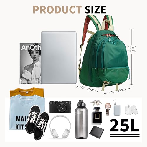 Casual Canvas Backpack for Women Large Capacity Vintage Campus Daypack and Travel Backpack (Green)4