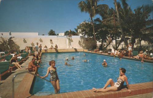 Haddon Hall Hotel Pool Miami Beach FL Vintage Postcard
