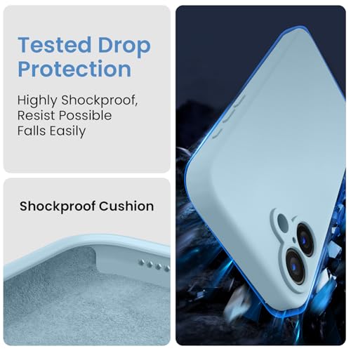 Image of FireNova Designed for iPhone 16 Case, Silicone Upgraded [Camera Protection] Phone Case, Soft Anti-Scratch Microfiber Lining Inside, 6.1 inch, Sky Blue