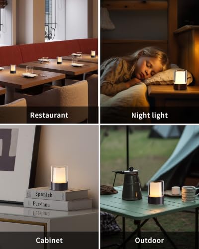 Image of 4 inch Black Cordless Table Lamp Set of 2, Outdoor Rechargeable Lamp