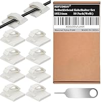 SZFUDIGO selbstklebend kabelhalter 50 Pack Weiß, geeignet für Kabel mit einem Durchmesser von ≤ 6 mm in Autos, Häusern und Büros.