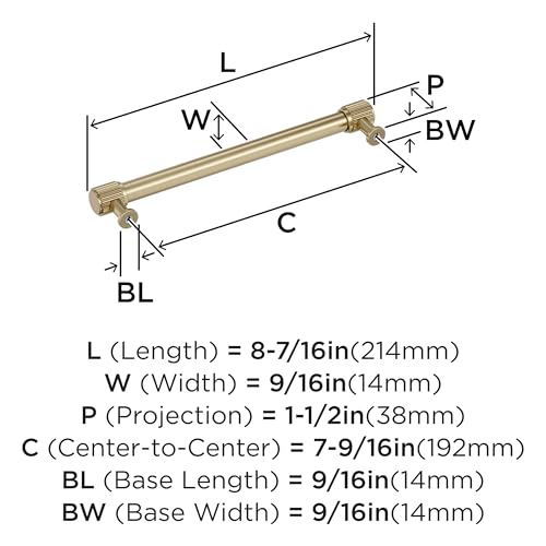 Amerock Farewind 7-9/16 inch (192mm) Center-to-Center Golden Champagne Cabinet Pull, BP37806BBZ by Amerock - Image 5