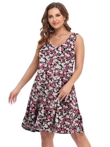 Image of BELAROI Summer Dresses for Women Beach Tshirt Sundress V Neck Casual Swing Tank Dress Swimsuit Cover Ups Pockets