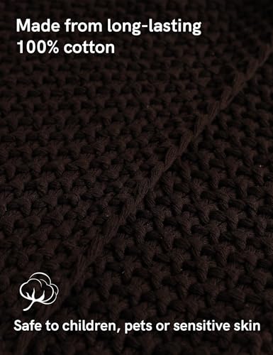 YnM Chunky Cotton Knit Throw Blanket, Cable Knit Throws for Bed Couch Sofa, Decorative Piece for Farmhouse Modern Boho Rustic Scandinavian Chic Vibe, Chocolate Brown 50x60 Inches by YnM - Used condition - Image 16