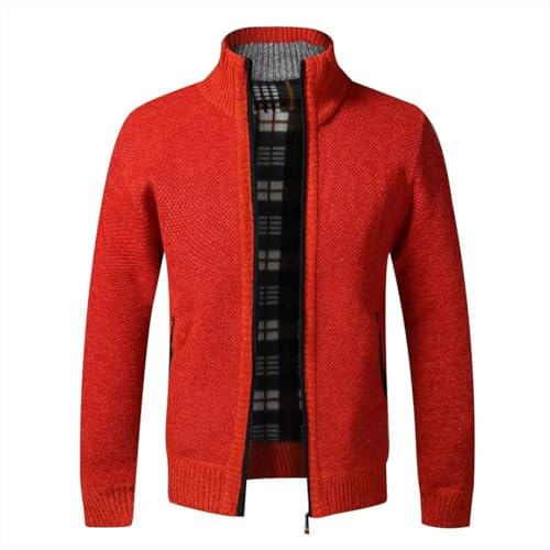Men Autumn/Winter Knit Fleece-Lined Thickened Cardigan for Middle-Aged Elderly Medium-Length Sweater3