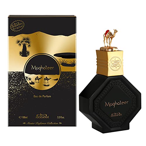 Image of Nabeel Maghateer Oud Perfume for Men | Woody Leather Oriental Eau De Parfum | Strong Long Lasting Arabic Fragrance | Spicy Rose, Sandalwood & Amber Base | 100ml