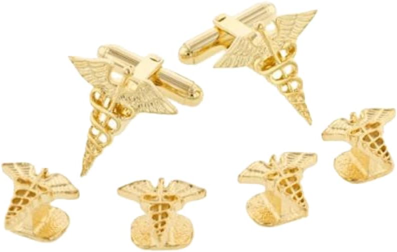 JJ Weston Caduceus Doctor Tuxedo Cufflinks and Shirt Studs. Made in the USA.
