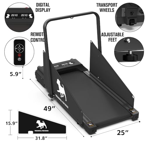 Hipicute Dog Treadmill for Small Dogs,1.5HP Folding Dog Running Machine,Small Dog Treadmill, Dog Pacer Training Pad,220lbs Black - Thumbnail 5