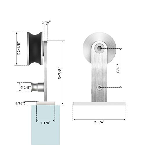 Hahaemail 6.6Ft Top Mount Stainless Steel Sliding Barn Door Hardware Track Kit, Heavy Duty, Anti-Rust, Slide Smoothly Quietly Easy Instal 6.6Ft Track Kit For 36"~40" Wide Single Door #TOP4