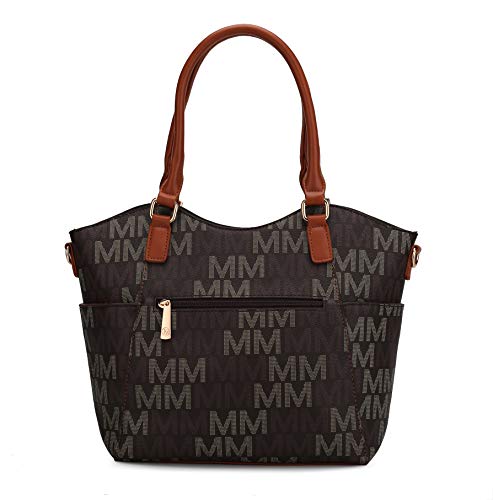 Mia K. Collection Crossbody Shoulder Handbag for Women Removable Shoulder Strap Vegan Leather Top-Handle Satchel-Tote Bag Brown