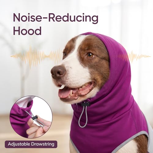 Joypig Dog Thunder Vest, Anxiety Relief Shirt with Noise-Reducing Hood, Calming Wrap, Gentle Compression Jacket for Thunder Storm, Fireworks Separation Stress, Fireworks,S, Purple by Joypig - Image 2