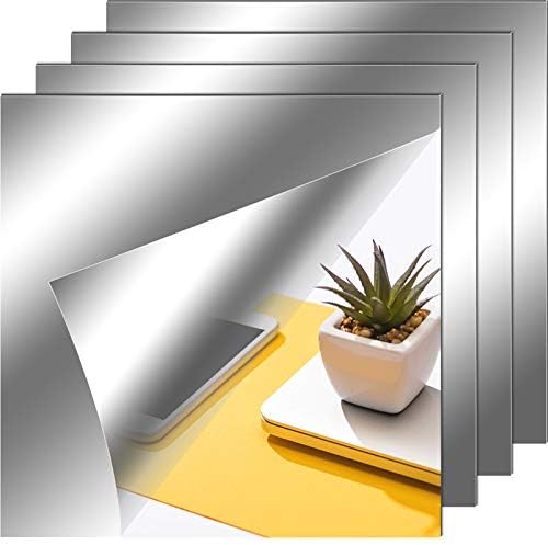 Zonon 30 Pieces Flexible Mirror Sheets Self Adhesive Non Glass Mirror Tiles Mirror Stickers for Home Wall Decor (10 Pieces, 6 x 9 Inches)