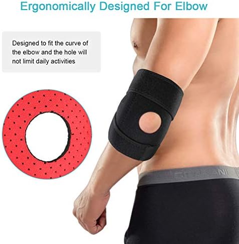 Elbow Brace for Tendonitis, Adjustable Elbow Support with Dual-Spring Stabiliser, Breathable Elbow Strap for Golfers Elbow, Tennis Elbow, Arthritis, Sports Injury and Provides Support