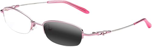 Miniatura 7 de Gafas de lectura fotocromáticas de titanio flexible grabado con medio marco para mujer UV 400
