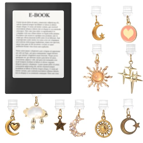 10stk Staubschutz Anhänger für Kindle, Stern Mond Muster Handy Anhänger Niedliche Stecker Schutzanhänger für E-Reader Bücher Frauen Lehrer & Schüler