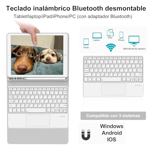Funda teclado para iPad 2021 2020 2019 con bluetooth trackpad Ñ 3