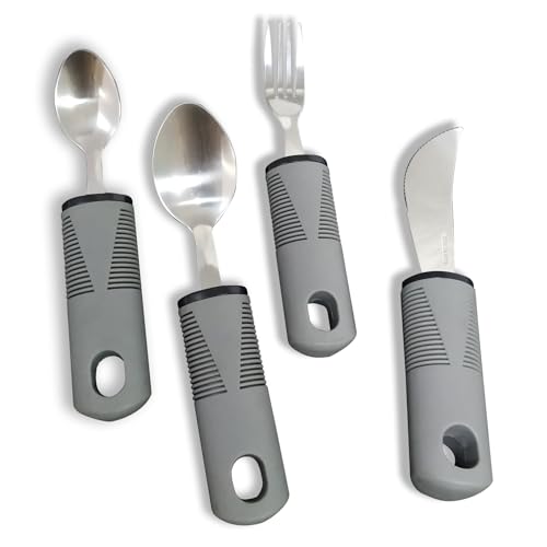 Adaptive Utensils 4 Piece Set Weighted Utensils for Hand Tremors