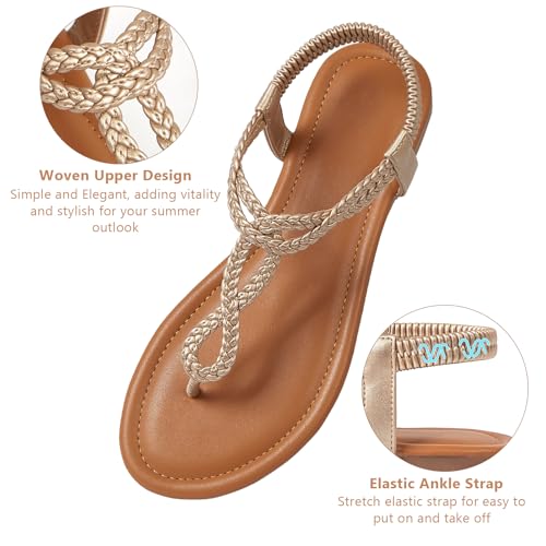 Image of zeetoo Women's Flat Sandals Summer T-StrapThong Bohemian Casual Comfortable Dressy Sandals for Women