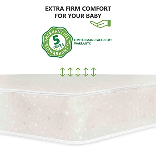 Dream On Me Starry Night 150" Continuous Coil Inner Spring Crib And Toddler Bed Mattress, Grey Stars Waterproof Vinyl Cover | Greenguard Gold And Jpma Certified | Maximum Support And Safety #TOP3