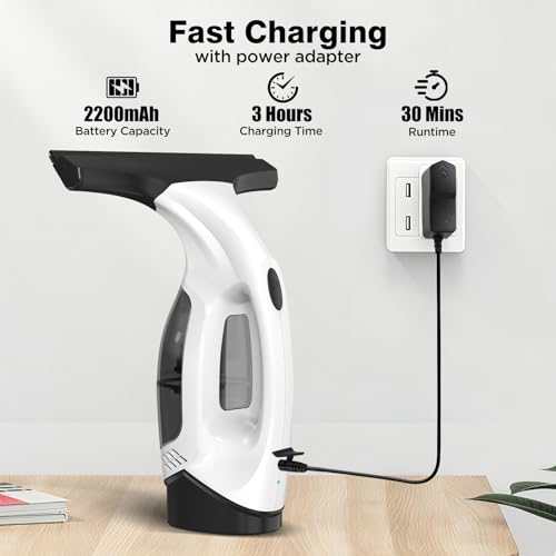 image for ZRHI Window Vacuum Squeegee Cordless, Electric Window Cleaner Tool wit