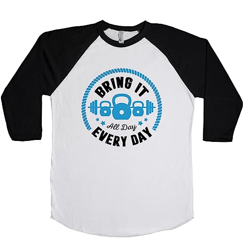 Bring It All Day, Every Day Unisex Baseball Long Sleeve Tee White-Black X-Small