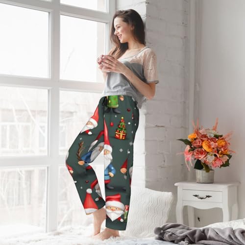 Pantalon de pyjama nains de Noël femme ample en polyester confortable