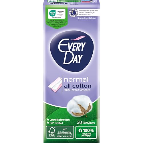 EveryDay All Cotton - Salvaslip normal, filtrante, 100% algodón, 20 unidades