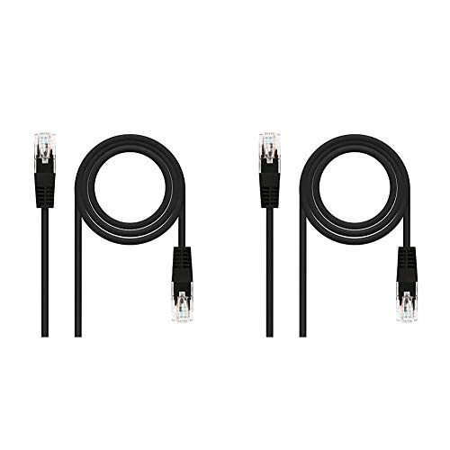 NanoCable 10.20.0401-BK - Cable de red Ethernet RJ45 Cat.6 UTP AWG24, 100% cobre, Negro, latiguillo de 1mts + 10.20.0400-BK - Cable de red Ethernet RJ45 Cat.6 UTP AWG24, 100% cobre, Negro