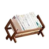 HLDJYLZS Bamboo Desktop Book Rack, Slanted Large Capacity Design, Natural Wood Bookshelf Organizer for Home Office Study(Brown,16.5 * 8.6 * 10.2in)