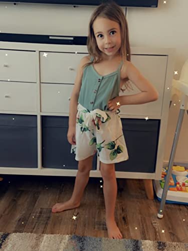 Toddler Baby Girl Romper Summer Sling Floral Jumpsuit Playsuit One Piece Outfits Clothes (3-4T) Green #TOP4