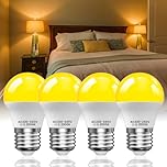 Lustaled E27 Screw in Light Bulbs 2000K Amber Light Bulb,3W LED Soft Yellow Warm Night Light Bulb Large Screw G45 Golf Ball Blue Light Blocking for Sleep/Bedroom/Baby Nursery,Non-Dimmable-4Pack
