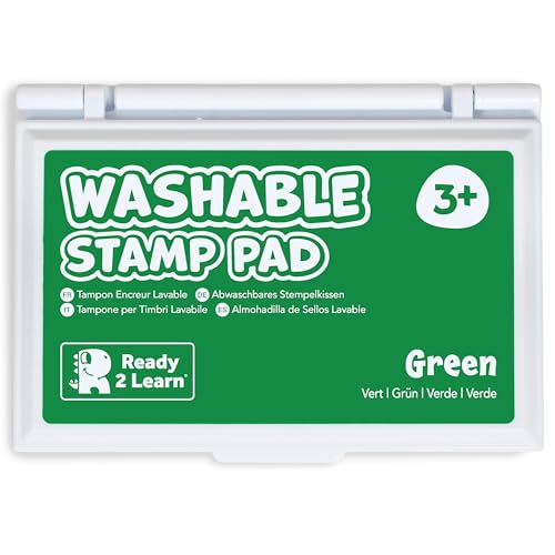 READY 2 LEARN Washable Stamp Pad for Kids | Green | Non Toxic Ink Pad for Stamps | Fade Resistant | Decorate Scrapbooks, Posters and Cards