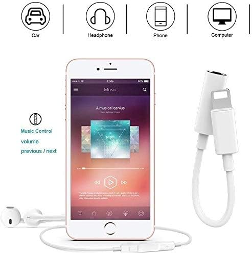 [Apple MFi Certified] 2 Pack Lightning to 3.5 mm Headphone Jack Adapter iPhone 3.5mm Jack Aux Dongle Cable Converter Compatible with iPhone 14 13 12 11 Pro XR XS X 8 7 iPad iPod Support All iOS System