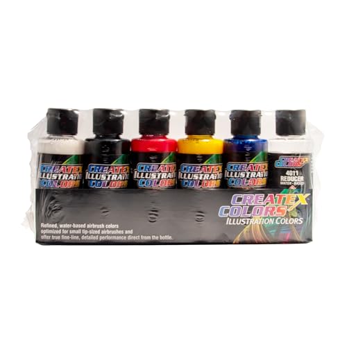 Createx Illustration Colors - Primary Colors, Set of 6, 2 oz